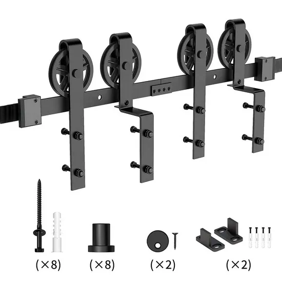 Kit de herrajes para puerta de granero de derivación con rueda de radios grandes de alta resistencia de 10 pies