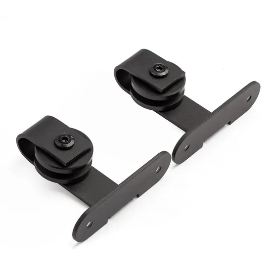 Moderno sistema de rieles de madera negra para puertas corredizas de granero | Hardware más vendido