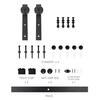 Kit de herrajes para puerta corrediza de granero premium de 5 pies | Guía de piso y colgadores de ruedas industriales para puertas de 80 pulgadas