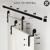 Kit de herrajes para puerta de granero de derivación de baño contemporáneo con ruedas colgantes para puertas dobles