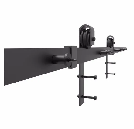 Kit de rodillo superior curvo de acero fundido sólido con recubrimiento en polvo negro – Resistente para instalación de puertas de granero de madera