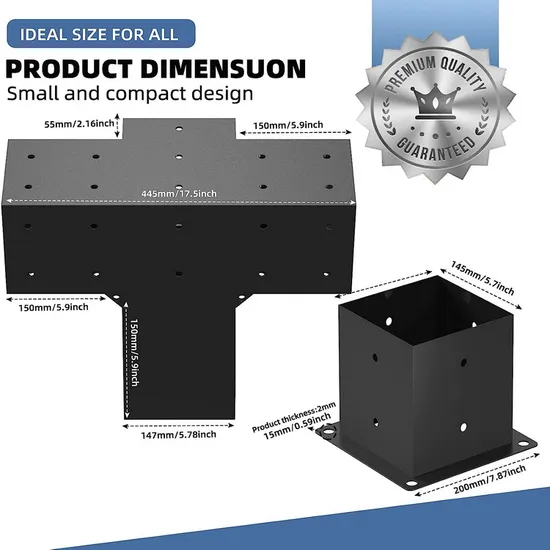 Kit de pérgola de carpintería, conector de vigas de madera de acero metálico, soporte de pérgola