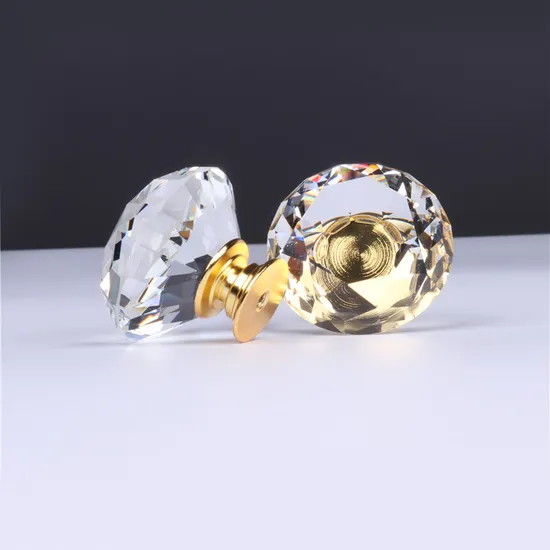 Perillas de puerta de gabinete de diamantes de Zamak, perilla de tirador de cajón de cristal de lujo