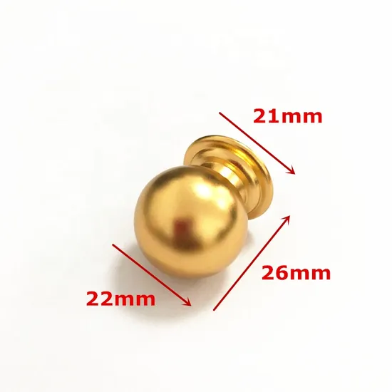 Perilla de dedo con bola cuadrada hueca de acero inoxidable dorado y latón