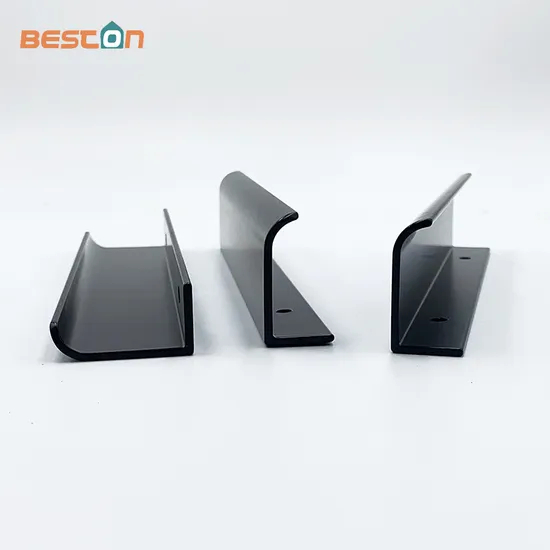 Manija negra de cocina para cajón, mueble de aluminio moderno, tirador de dedo con borde