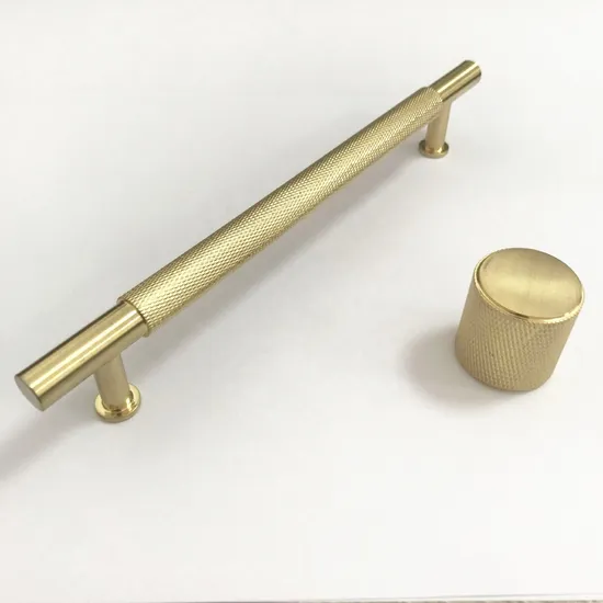 Cajón de gabinete de alta calidad de lujo, tirador moleteado de latón dorado de 160mm