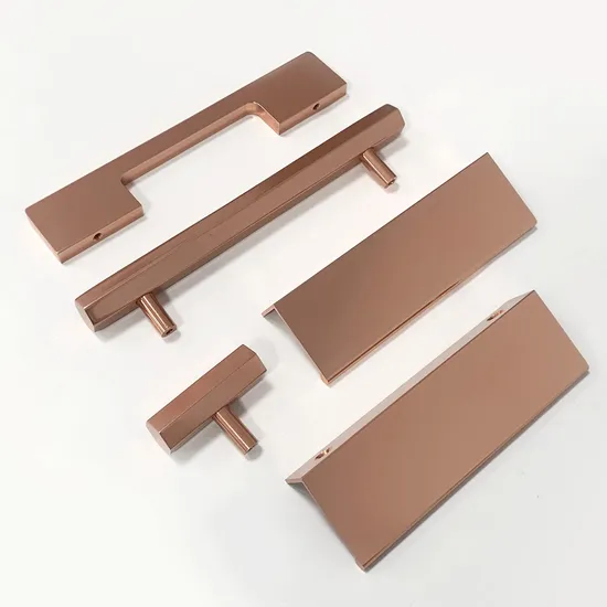 Herrajes para muebles, gabinete, manija de baño, tirador de cocina de aluminio de oro rosa
