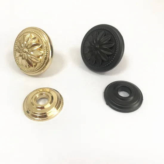 Perillas antiguas de la manija del gabinete de los muebles de cocina del negro y del oro del diámetro de la aleación del cinc 34m m