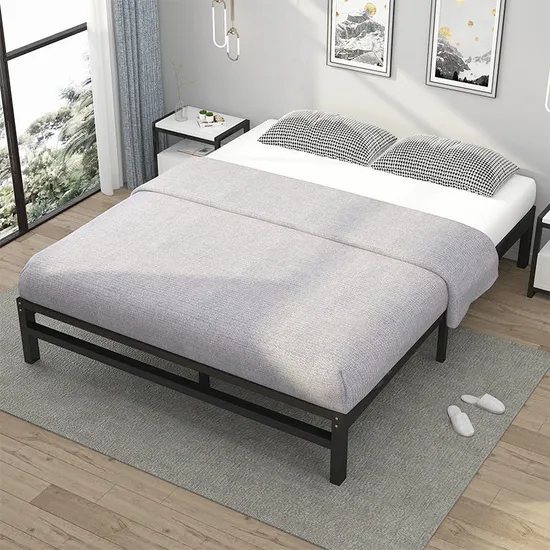 Cama tamaño queen de la asamblea de la base de la plataforma del metal del hogar del hotel de la fundación del listón de acero