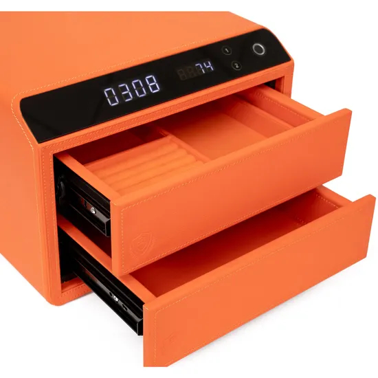 Caja fuerte de cuero inteligente para el hogar, caja fuerte biométrica Digital con huella dactilar para joyería, cajón de seguridad