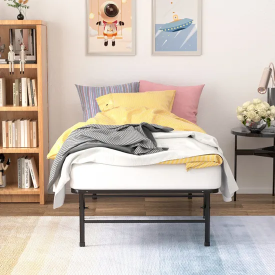 Marco de cama de plataforma de muebles de metal plegable doble de 14 pulgadas