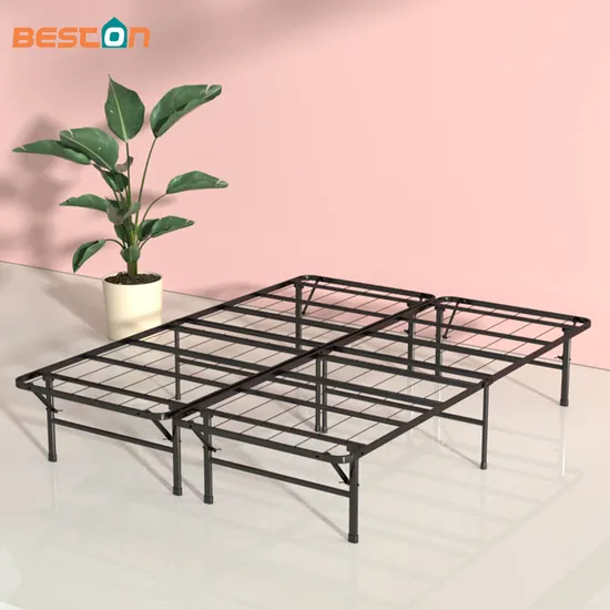 Marco de cama de plataforma de muebles de metal plegable doble de 14 pulgadas