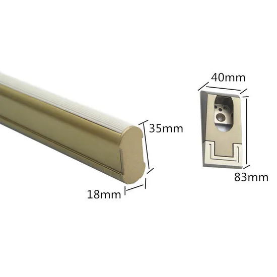 Accesorios de guardarropa Barra de armario ovalada con barra de armario de aluminio color champán negro claro