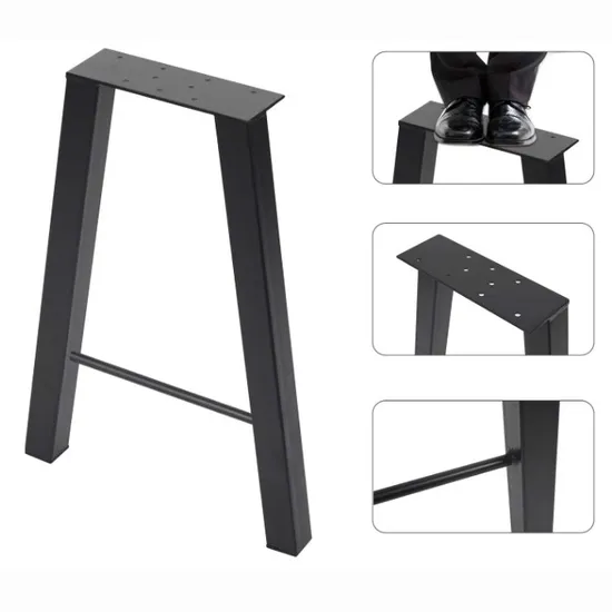 Patas de mesa de comedor de metal industrial moderno y duradero con recubrimiento de polvo negro sólido al por mayor