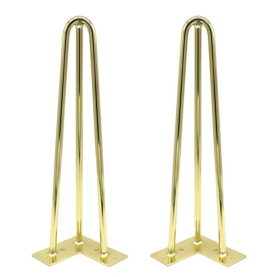 Patas de mesa de oro rosa con horquilla de muebles de metal de café de lujo