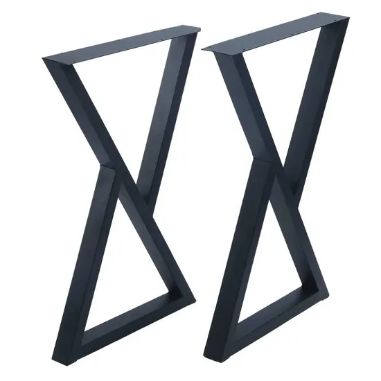 Caballetes en forma de X Patas de mesa de centro de comedor de metal Patas de muebles de oficina Banco de madera de hierro fundido Patas de marco negro antioxidantes para exteriores para mesa de consola Pies de parques DIY