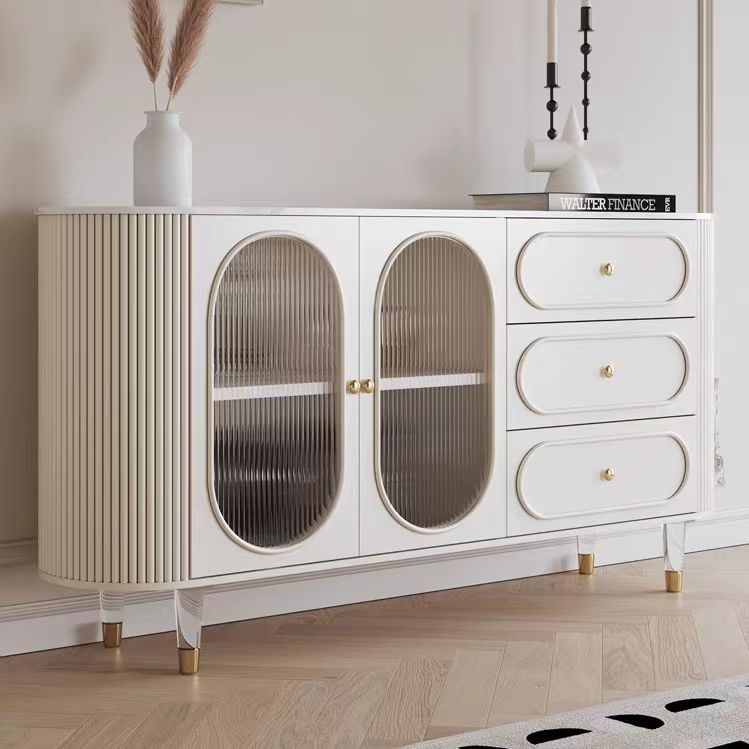 Aparador crema franc&eacute;s Tapa de piedra Pata acr&iacute;lica Gabinete de almacenamiento de madera Restaurante Cocina Sala de estar Muebles para el hogar Aparador@详情4 