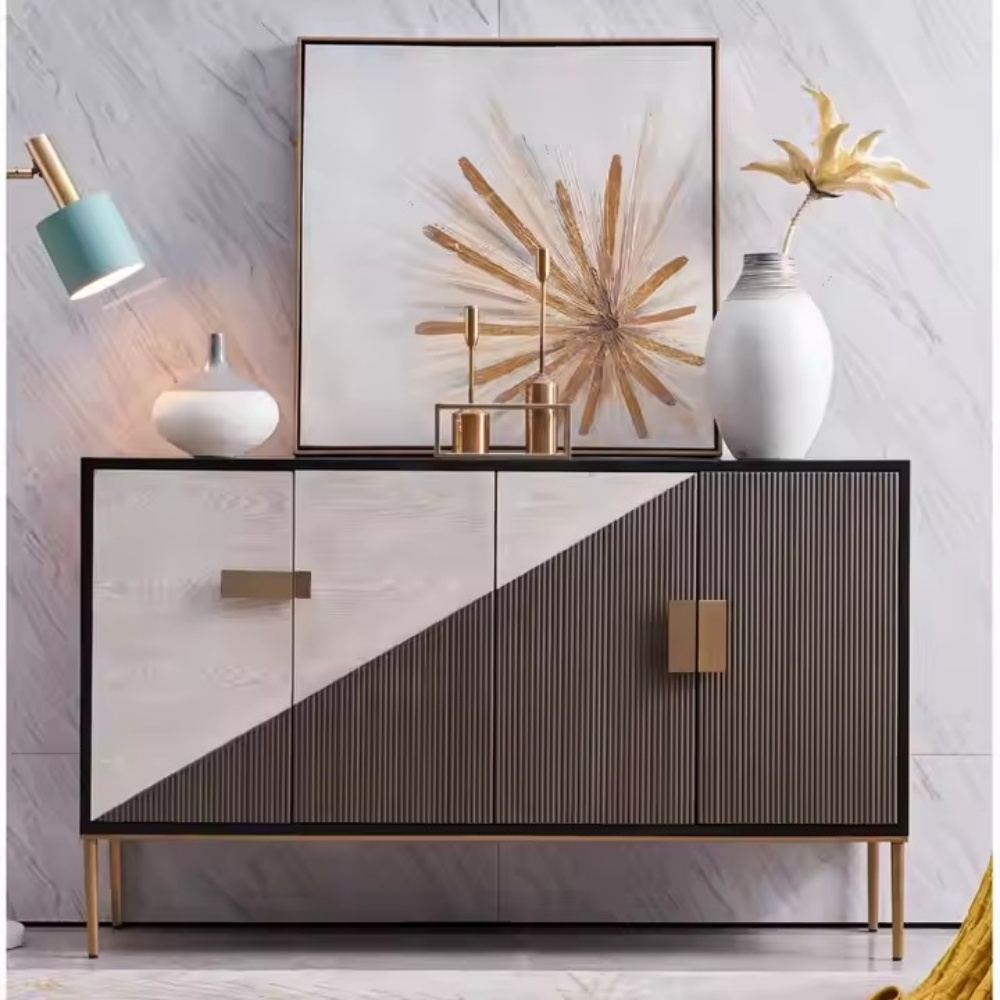 Aparador moderno y sencillo de madera maciza, almacenamiento de comedor multifuncional con 3 cajones
