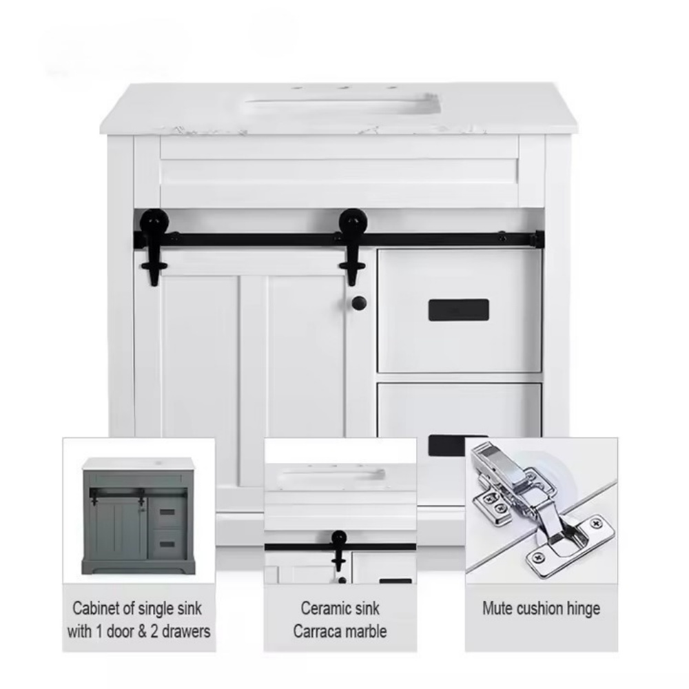 Gabinete buffet rústico de madera maciza con puerta corrediza de granero para comedor/cocina