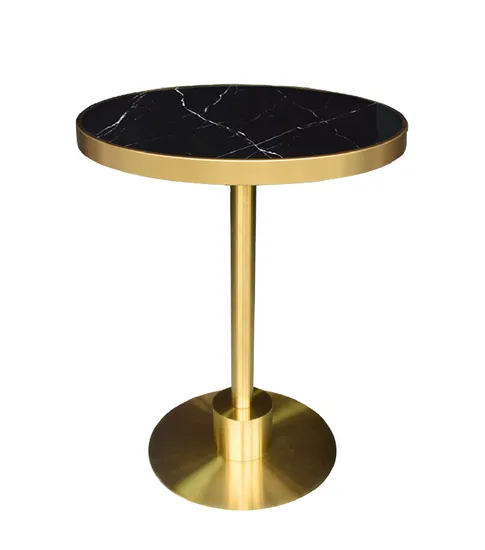 Metal que cena la base redonda de lujo moderna de la mesa del oro de las piernas de los muebles del acero inoxidable
