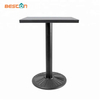 Mesa de restaurante con recubrimiento de polvo de color negro de hierro fundido con base plana grande