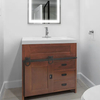 Mini mueble para TV estilo granja con puertas corredizas dobles tipo granero: solución de almacenamiento para sala de estar
