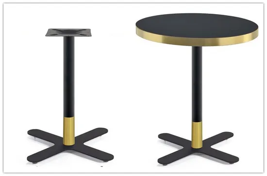 Precio de fábrica Bases de mesa plana Muebles cepillados Soporte de mesa de centro al aire libre negro