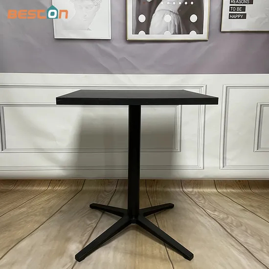 Patas de mesa de aleación de aluminio para exteriores, base negra para mesa de comedor para restaurante