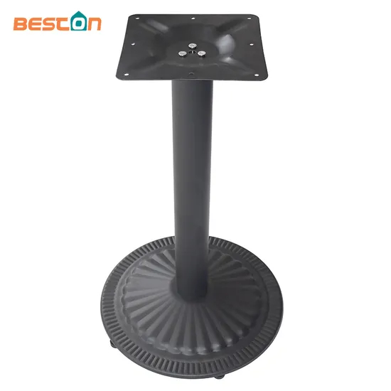 Base de mesa de metal de hierro de forma redonda negra con patas niveladoras para café