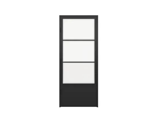 2 visiones y puertas corredizas de vidrio con parte metálica y herrajes