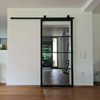 Puertas de vidrio con estructura metálica y vidrio templado transparente con puerta corrediza