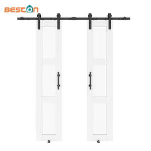 Puerta de granero de PVC blanco de 3 litros con paneles de vidrio esmerilado