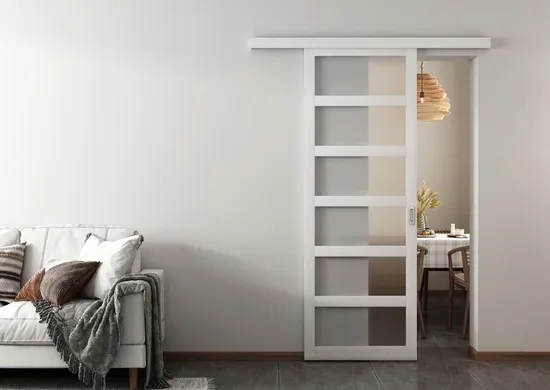 Puerta de granero corrediza de plástico 6-Lite con manija y kit de herrajes