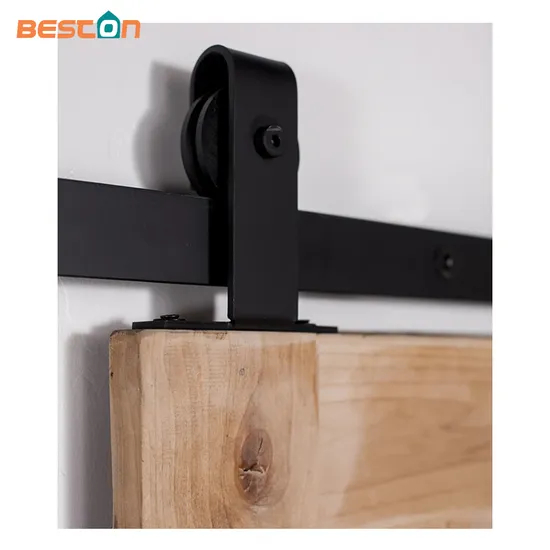 Moderno sistema de rieles de madera negra para puertas corredizas de granero | Hardware más vendido