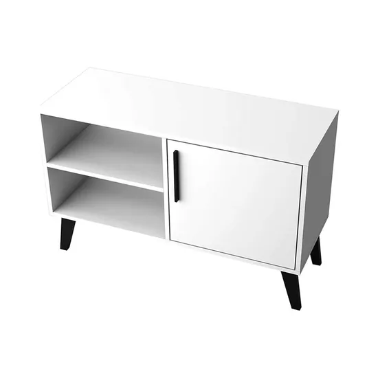 Gabinete de almacenamiento con panel de madera de diseño moderno, soporte para TV con 3 estantes
