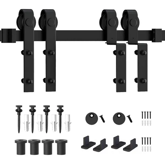 Kits de herrajes para puertas corredizas de acero en forma de J | Acero al carbono para uso industrial y doméstico | Sistema de barandillas de servicio pesado
