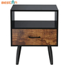 Mesita de noche de lujo moderna de madera maciza de diseño nórdico, mesa auxiliar