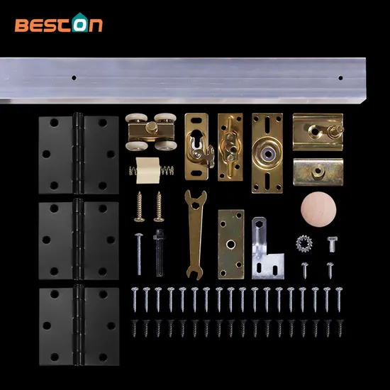 Kit de herrajes para puertas enrollables con herrajes para puertas plegables Bi individuales con rodillos de 4 ruedas