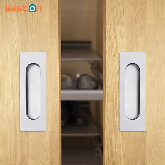 Tiradores empotrados modernos de acero inoxidable de 4,72 pulgadas: manijas deslizantes pequeñas para un almacenamiento elegante en la cocina y el armario