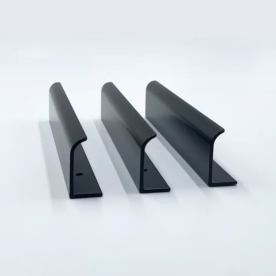 Manija negra de cocina para cajón, mueble de aluminio moderno, tirador de dedo con borde