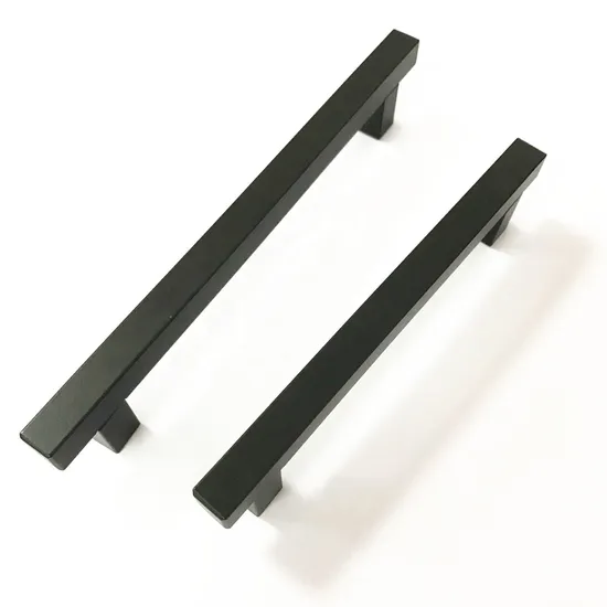 Herrajes para gabinetes Tiradores para cajones Manija sólida para muebles estilo cuadrado mate negro en T