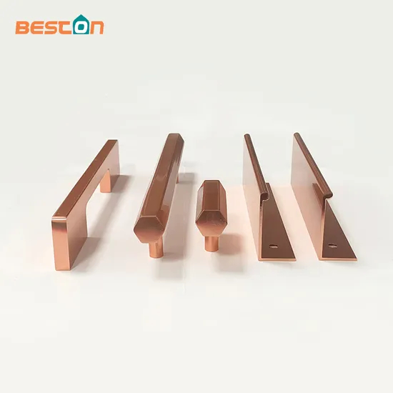 Herrajes para muebles, gabinete, manija de baño, tirador de cocina de aluminio de oro rosa
