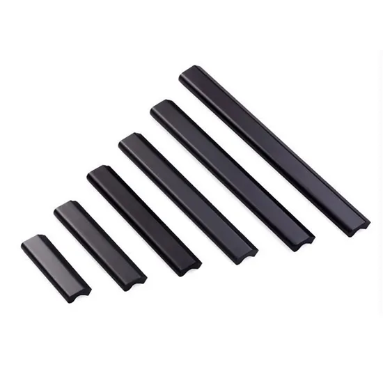 Accesorios para muebles de aluminio, tiradores para cajones de guardarropa, tirador negro mate para armario de cocina