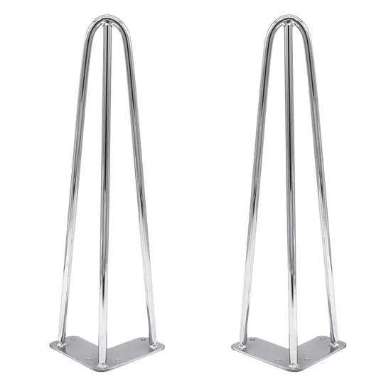 Patas de mesa modernas en forma de horquilla cromadas: elegante diseño redondo para comedores, mesas de café y taburetes de cocina