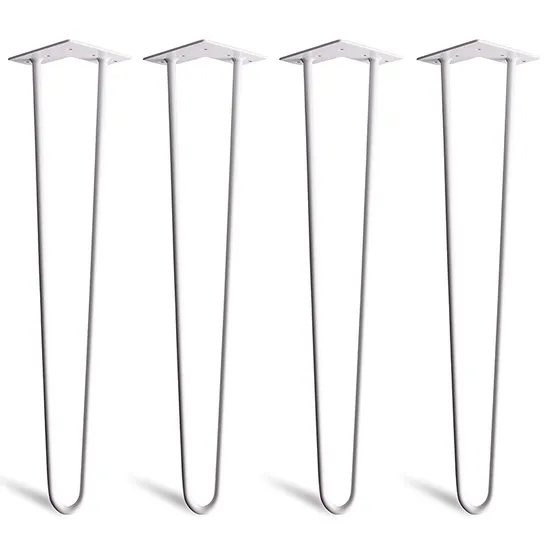 Las mejores patas de mesa de horquilla blancas de 28 pulgadas - 4 piezas, 880 libras de servicio pesado, 3 varillas negras para mesas de café y escritorios - Patas para muebles de bricolaje