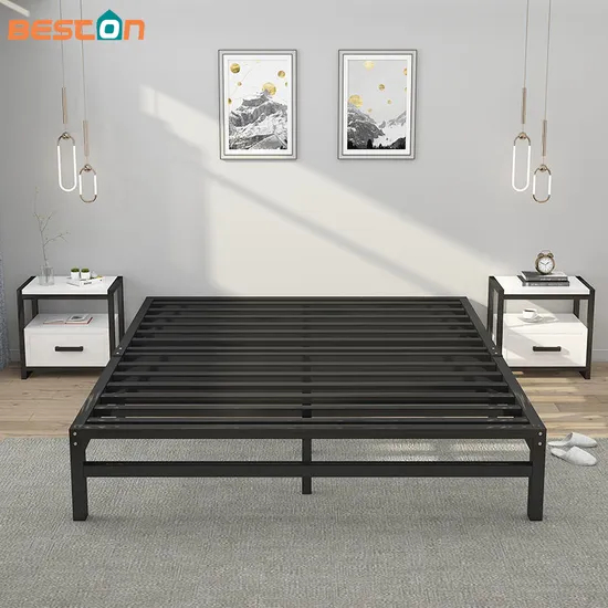 Cama tamaño queen de la asamblea de la base de la plataforma del metal del hogar del hotel de la fundación del listón de acero