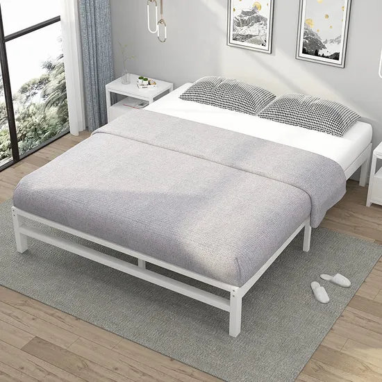 Cama tamaño queen de la asamblea de la base de la plataforma del metal del hogar del hotel de la fundación del listón de acero