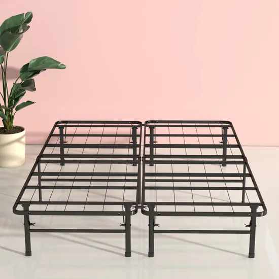 Marco de cama de plataforma de muebles de metal plegable doble de 14 pulgadas