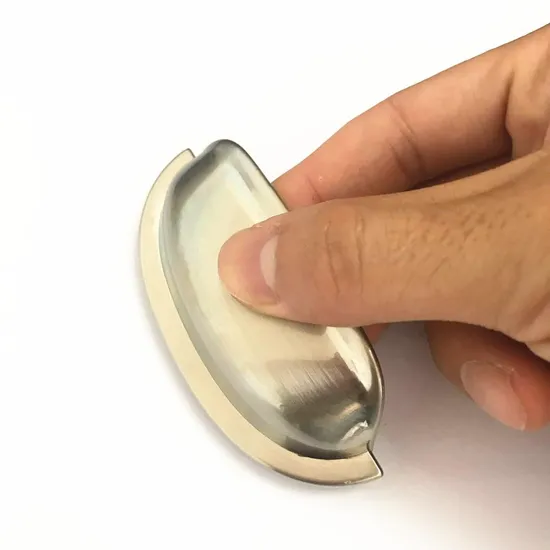 Tirador de manija de concha para cajón de taza de contenedor de accesorios de gabinete de cromo y níquel satinado