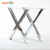 Patas de mesa de metal de acero inoxidable con forma de X de alta calidad al por mayor
